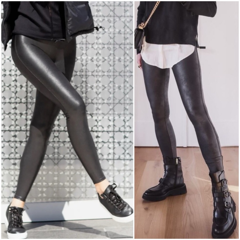 SPANX Black Faux Leather Leggings Size XL - Picture 4 of 16